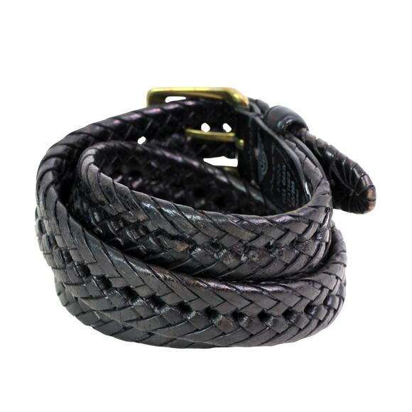 DOCKERS BRAIDED BLACK GENUINE LEATHER 1 1/8" Wd CASUAL MEN'S BELT Sz 42/105 (t49 - Picture 4 of 13